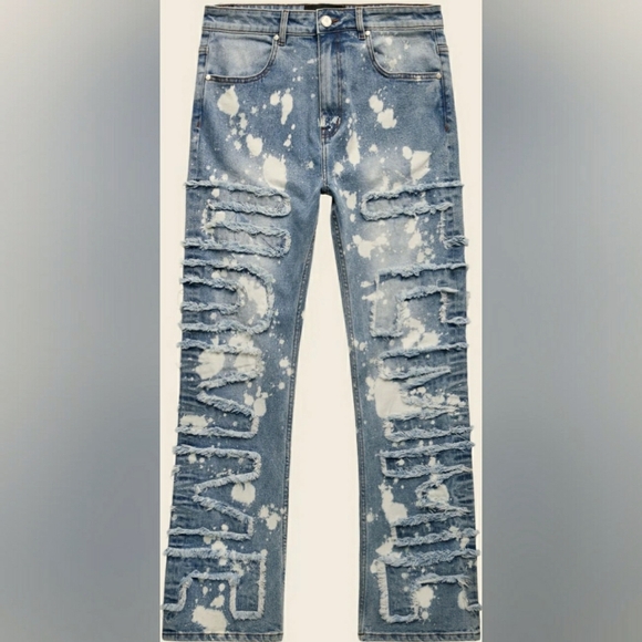 HOMME+FEMME TWILIGHT DENIM SPOT WASHED BLUE SIZE 32 - Picture 2 of 13